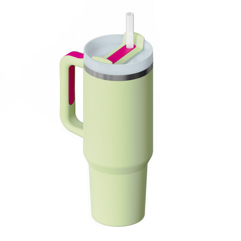 40 Oz Tumbler met handvat, rietje, geïsoleerd, roestvrij staal, morsbestendig, vacuüm koffiebeker, beker met deksel, taps toelopende mok, cadeaus voor Valentijnsliefhebbers, geschikt voor in de auto, sportschool, kantoor, reizen