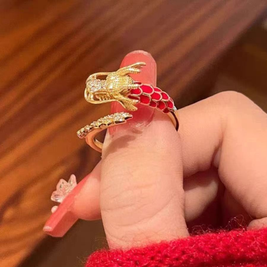 Chinese Style Dragon High Sense Zodiac Open Ring