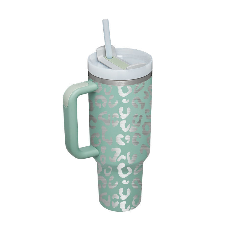 40 Oz Tumbler met handvat, rietje, geïsoleerd, roestvrij staal, morsbestendig, vacuüm koffiebeker, beker met deksel, taps toelopende mok, cadeaus voor Valentijnsliefhebbers, geschikt voor in de auto, sportschool, kantoor, reizen