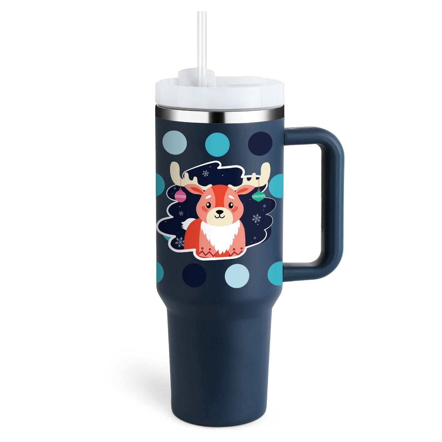 40 Oz Tumbler met handvat, rietje, geïsoleerd, roestvrij staal, morsbestendig, vacuüm koffiebeker, beker met deksel, taps toelopende mok, cadeaus voor Valentijnsliefhebbers, geschikt voor in de auto, sportschool, kantoor, reizen