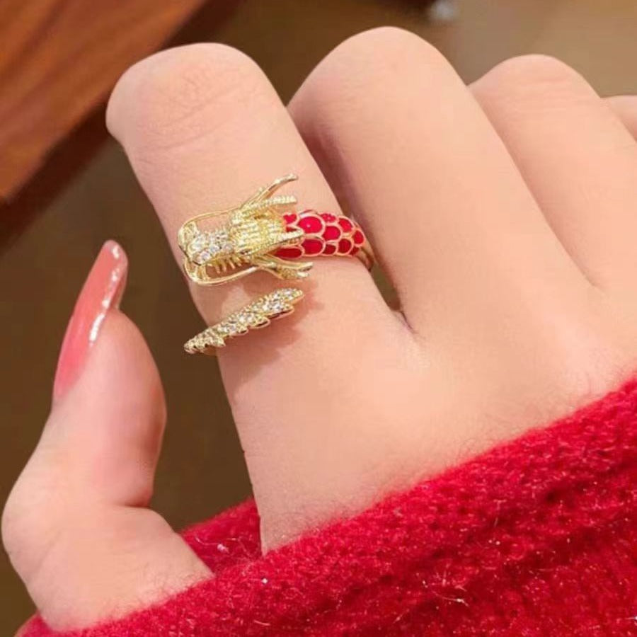 Chinese Style Dragon High Sense Zodiac Open Ring