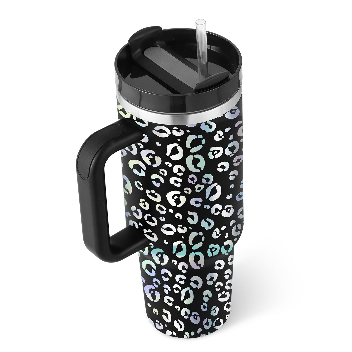 40 Oz Tumbler met handvat, rietje, geïsoleerd, roestvrij staal, morsbestendig, vacuüm koffiebeker, beker met deksel, taps toelopende mok, cadeaus voor Valentijnsliefhebbers, geschikt voor in de auto, sportschool, kantoor, reizen