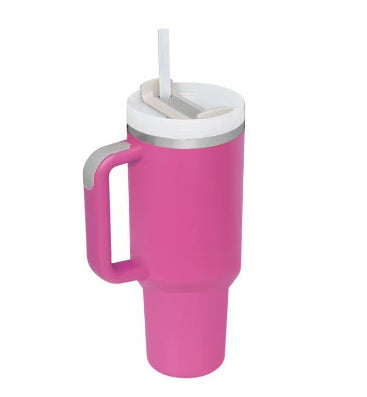 40 Oz Tumbler met handvat, rietje, geïsoleerd, roestvrij staal, morsbestendig, vacuüm koffiebeker, beker met deksel, taps toelopende mok, cadeaus voor Valentijnsliefhebbers, geschikt voor in de auto, sportschool, kantoor, reizen