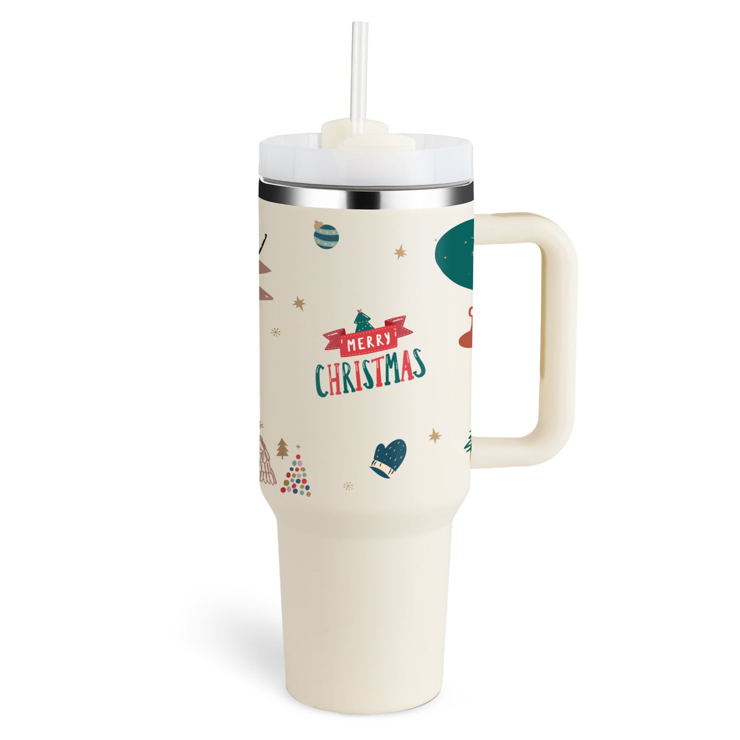 40 Oz Tumbler met handvat, rietje, geïsoleerd, roestvrij staal, morsbestendig, vacuüm koffiebeker, beker met deksel, taps toelopende mok, cadeaus voor Valentijnsliefhebbers, geschikt voor in de auto, sportschool, kantoor, reizen