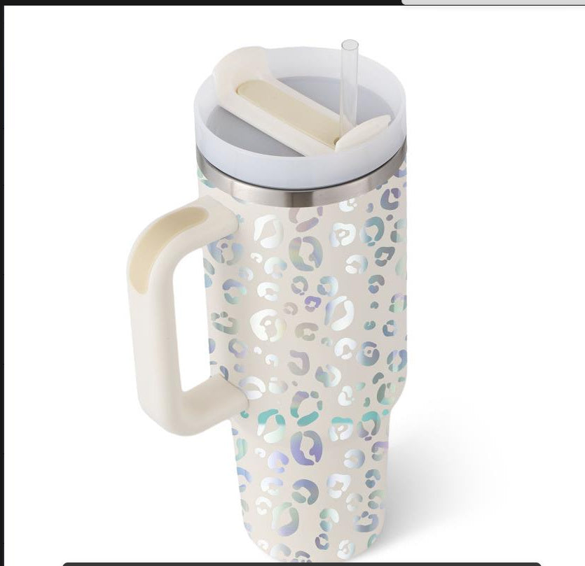 40 Oz Tumbler met handvat, rietje, geïsoleerd, roestvrij staal, morsbestendig, vacuüm koffiebeker, beker met deksel, taps toelopende mok, cadeaus voor Valentijnsliefhebbers, geschikt voor in de auto, sportschool, kantoor, reizen