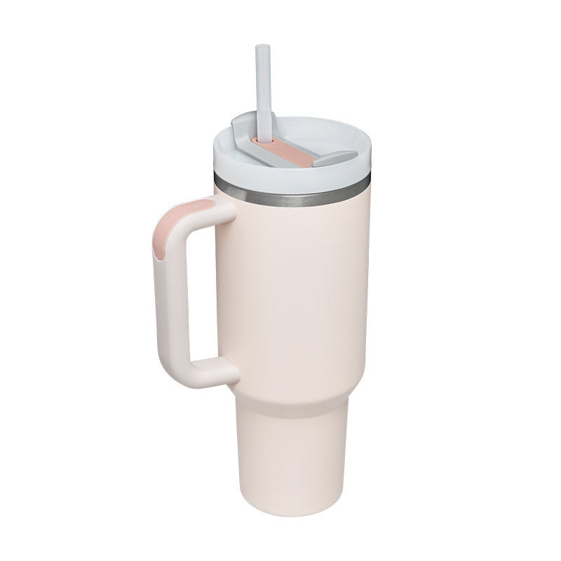 40 Oz Tumbler met handvat, rietje, geïsoleerd, roestvrij staal, morsbestendig, vacuüm koffiebeker, beker met deksel, taps toelopende mok, cadeaus voor Valentijnsliefhebbers, geschikt voor in de auto, sportschool, kantoor, reizen