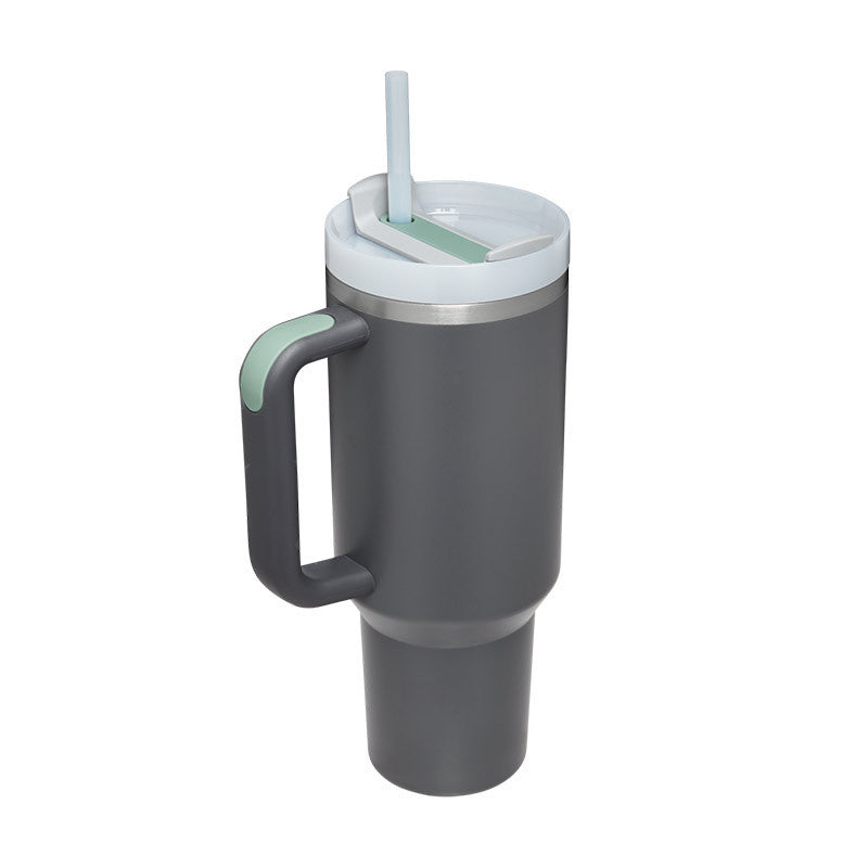 40 Oz Tumbler met handvat, rietje, geïsoleerd, roestvrij staal, morsbestendig, vacuüm koffiebeker, beker met deksel, taps toelopende mok, cadeaus voor Valentijnsliefhebbers, geschikt voor in de auto, sportschool, kantoor, reizen