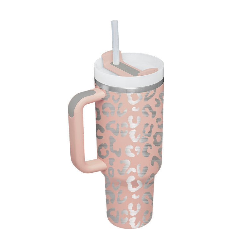 40 Oz Tumbler met handvat, rietje, geïsoleerd, roestvrij staal, morsbestendig, vacuüm koffiebeker, beker met deksel, taps toelopende mok, cadeaus voor Valentijnsliefhebbers, geschikt voor in de auto, sportschool, kantoor, reizen