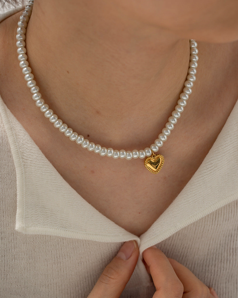 European And American Trend Internet Celebrity Ins Style 18K Gold-plated Pearl Love Pendant Necklace No Fading Fashion All-match Necklace Decoration