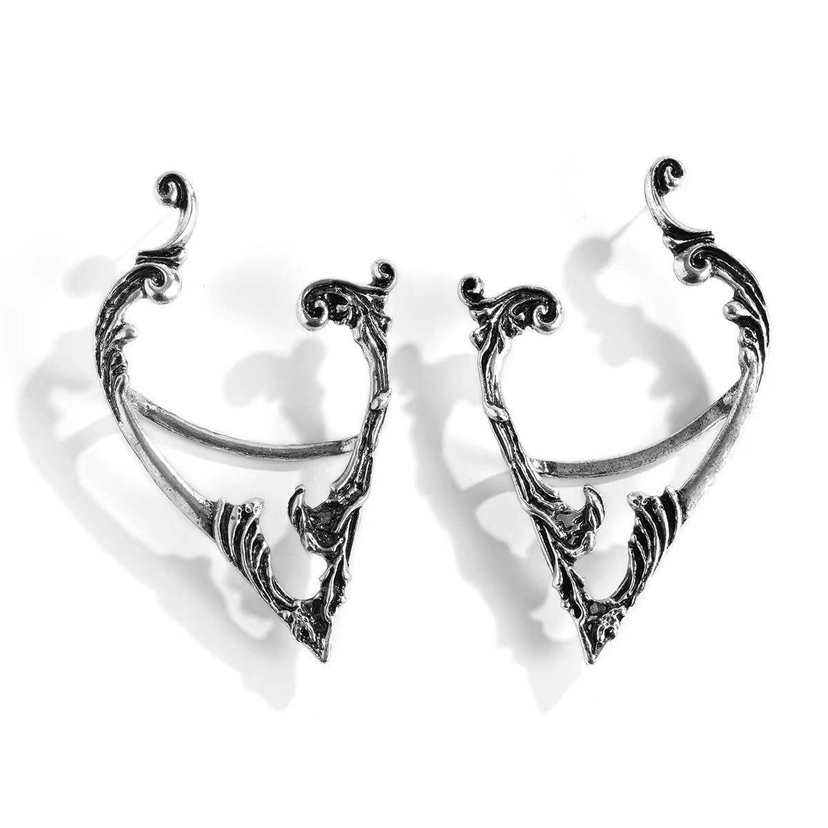 European And American Cross-border Jewelry Sweet Cool Dark Style All-match Elf Earrings Retro Creative Halloween Contour Ear Clip For Women