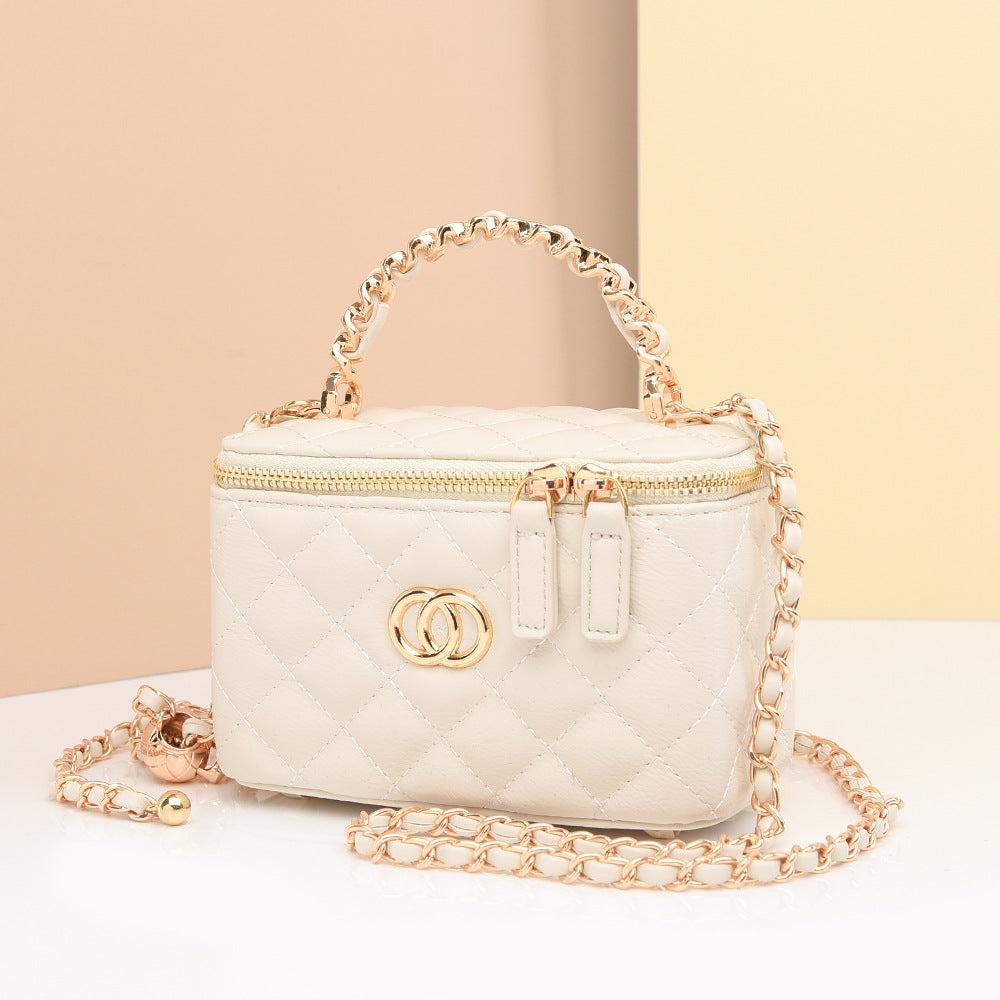 Crossbody Bag New Fashion Simple Small Bag Women's Diamond Lattice Chain Women's Hand Bag High-end Makeup Box Bag