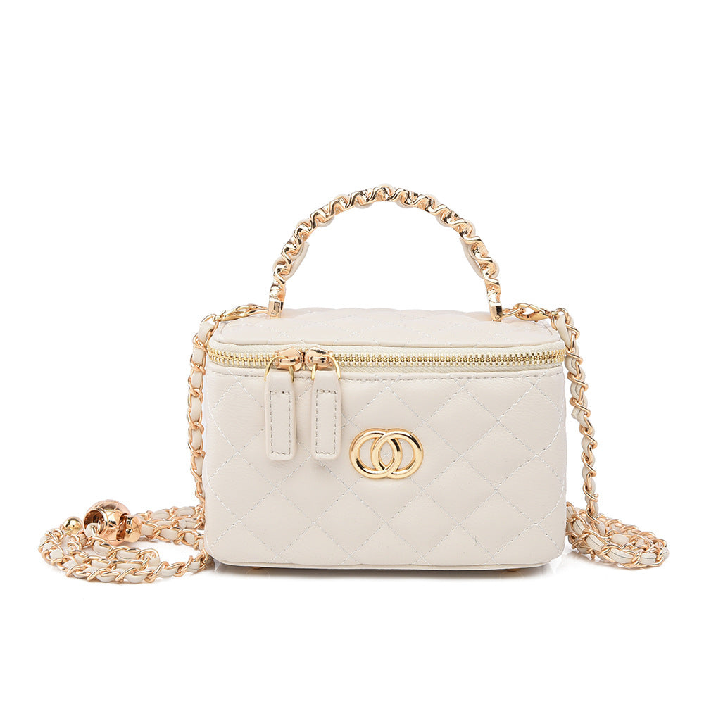 Crossbody Bag New Fashion Simple Small Bag Women's Diamond Lattice Chain Women's Hand Bag High-end Makeup Box Bag