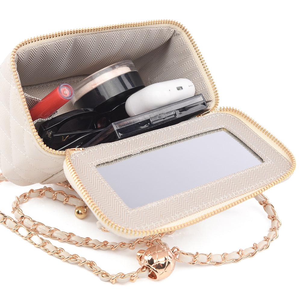 Crossbody Bag New Fashion Simple Small Bag Women's Diamond Lattice Chain Women's Hand Bag High-end Makeup Box Bag