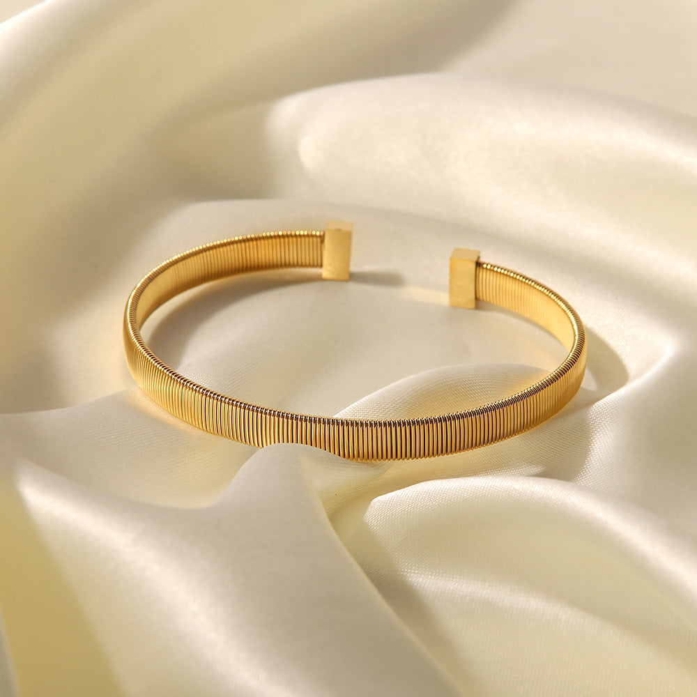 Cross-border New Titanium Steel Open Bracelet Simple Fashion Versatile Design Stainless Steel Non-fading 18K Gold Bracelet