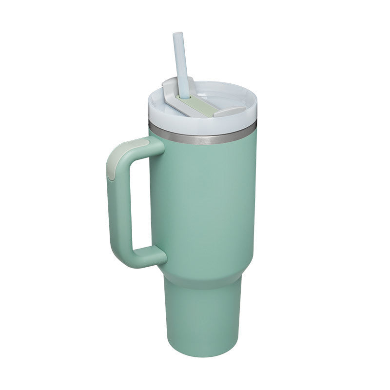 40 Oz Tumbler met handvat, rietje, geïsoleerd, roestvrij staal, morsbestendig, vacuüm koffiebeker, beker met deksel, taps toelopende mok, cadeaus voor Valentijnsliefhebbers, geschikt voor in de auto, sportschool, kantoor, reizen