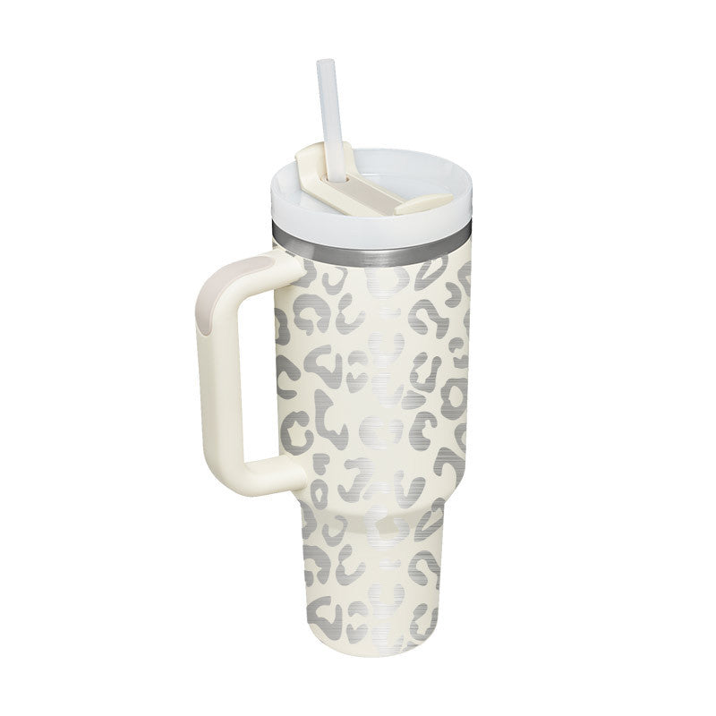 40 Oz Tumbler met handvat, rietje, geïsoleerd, roestvrij staal, morsbestendig, vacuüm koffiebeker, beker met deksel, taps toelopende mok, cadeaus voor Valentijnsliefhebbers, geschikt voor in de auto, sportschool, kantoor, reizen
