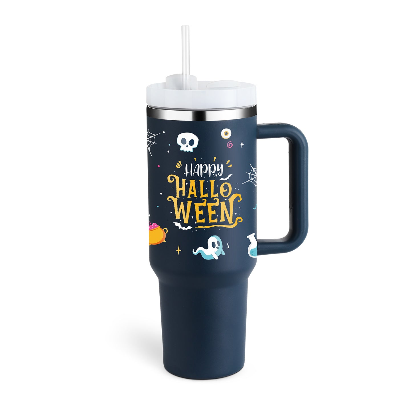 40 Oz Tumbler met handvat, rietje, geïsoleerd, roestvrij staal, morsbestendig, vacuüm koffiebeker, beker met deksel, taps toelopende mok, cadeaus voor Valentijnsliefhebbers, geschikt voor in de auto, sportschool, kantoor, reizen