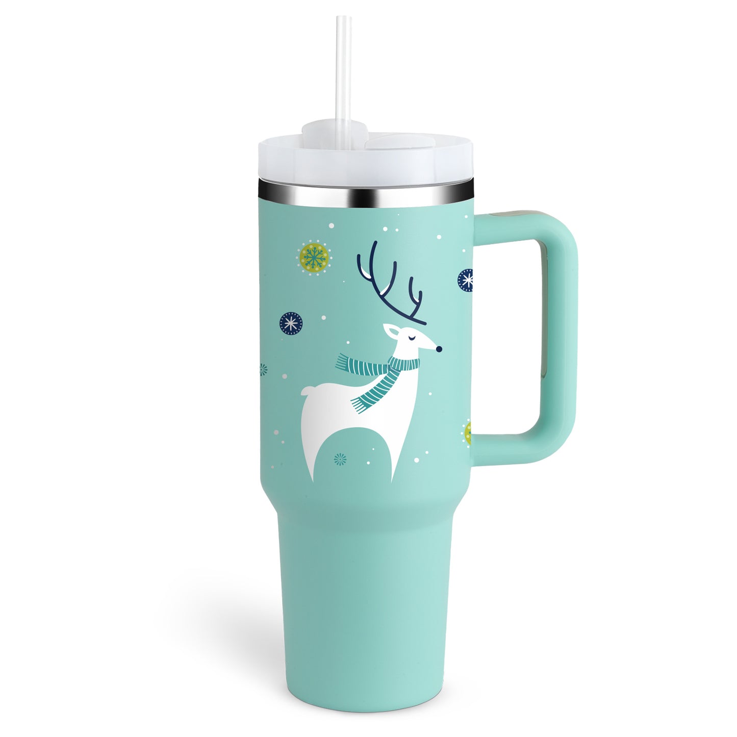 40 Oz Tumbler met handvat, rietje, geïsoleerd, roestvrij staal, morsbestendig, vacuüm koffiebeker, beker met deksel, taps toelopende mok, cadeaus voor Valentijnsliefhebbers, geschikt voor in de auto, sportschool, kantoor, reizen