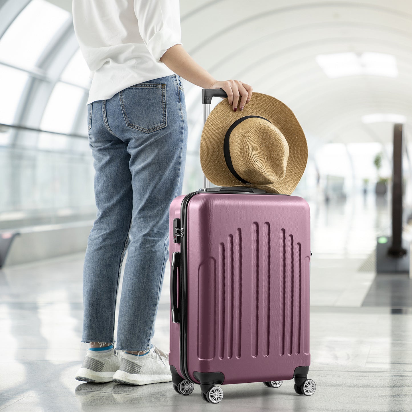 Vertical Striped Four In One Suitcase