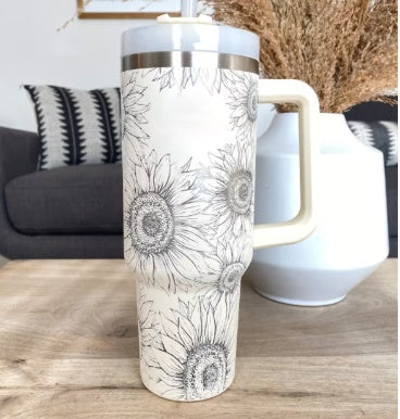 40 Oz Tumbler met handvat, rietje, geïsoleerd, roestvrij staal, morsbestendig, vacuüm koffiebeker, beker met deksel, taps toelopende mok, cadeaus voor Valentijnsliefhebbers, geschikt voor in de auto, sportschool, kantoor, reizen