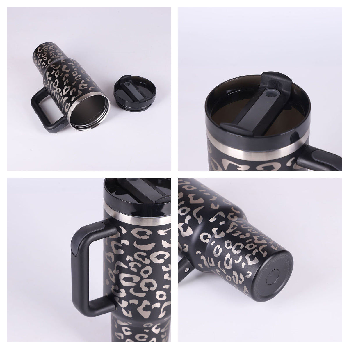 40 Oz Tumbler met handvat, rietje, geïsoleerd, roestvrij staal, morsbestendig, vacuüm koffiebeker, beker met deksel, taps toelopende mok, cadeaus voor Valentijnsliefhebbers, geschikt voor in de auto, sportschool, kantoor, reizen