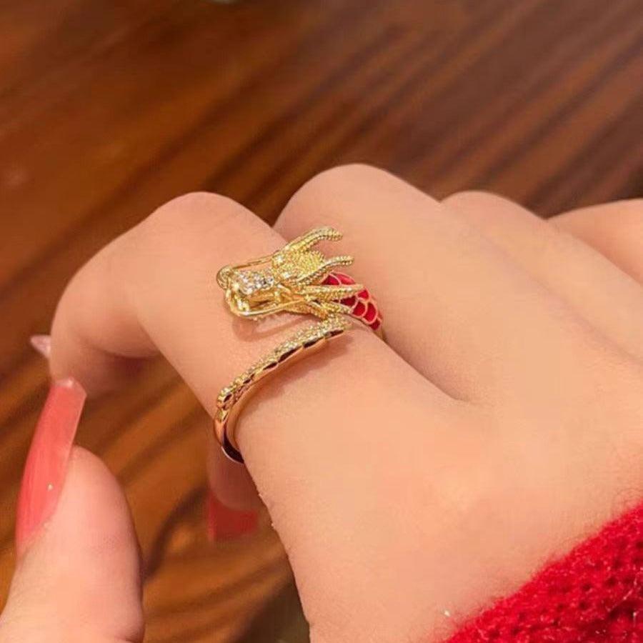 Chinese Style Dragon High Sense Zodiac Open Ring