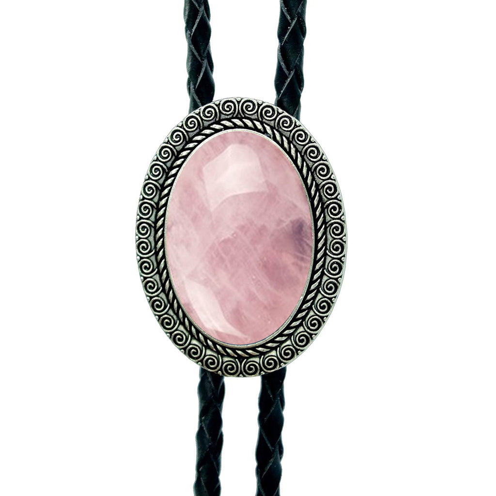 Jade Gem Bolo Tie Polo Neckline Rope Necklace