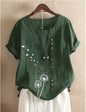 Retro Plus Size Casual Loose Cotton And Linen Short-sleeved Pullover T-shirt