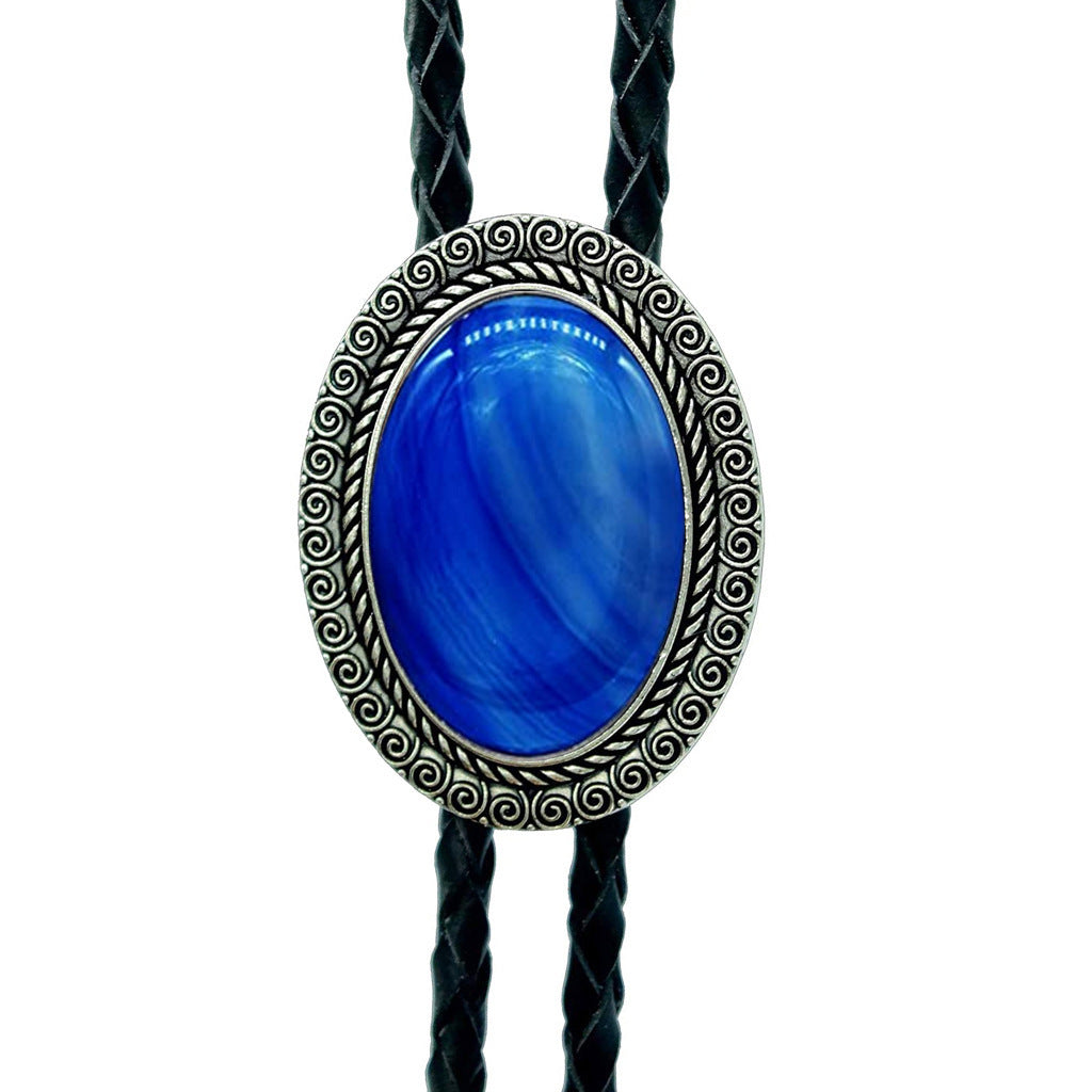 Jade Gem Bolo Tie Polo Neckline Rope Necklace