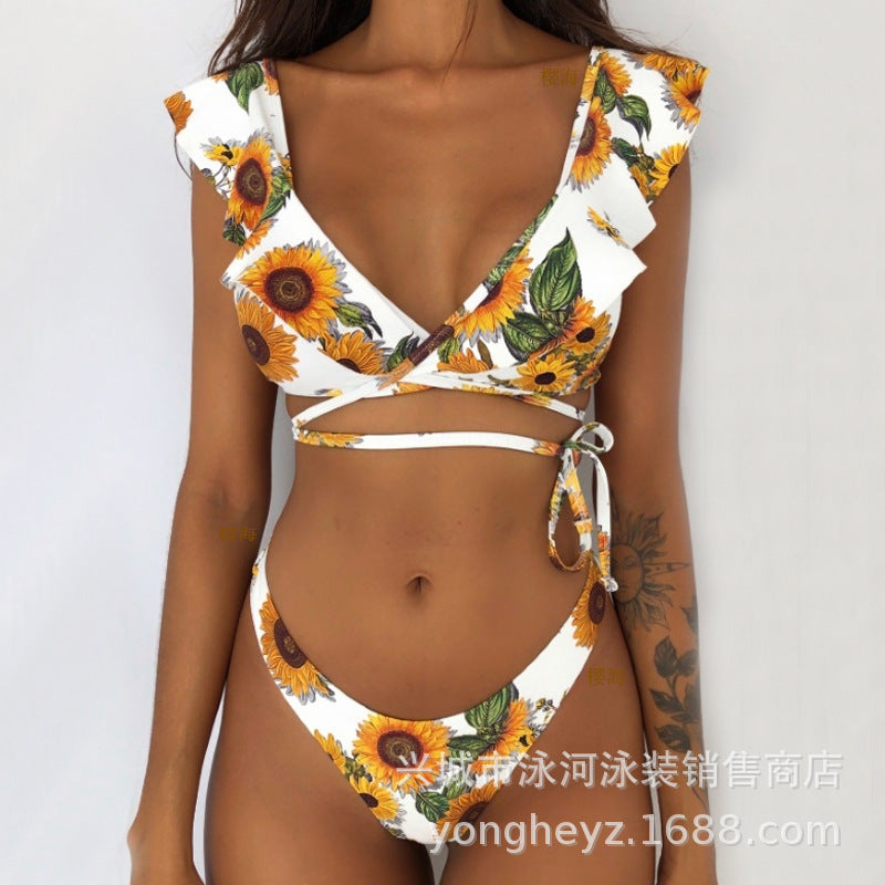 Swimming River Swimsuit 2019 New Ladies Split European And American Sexy Ruffles Thin Bikini Swimwear Bikini