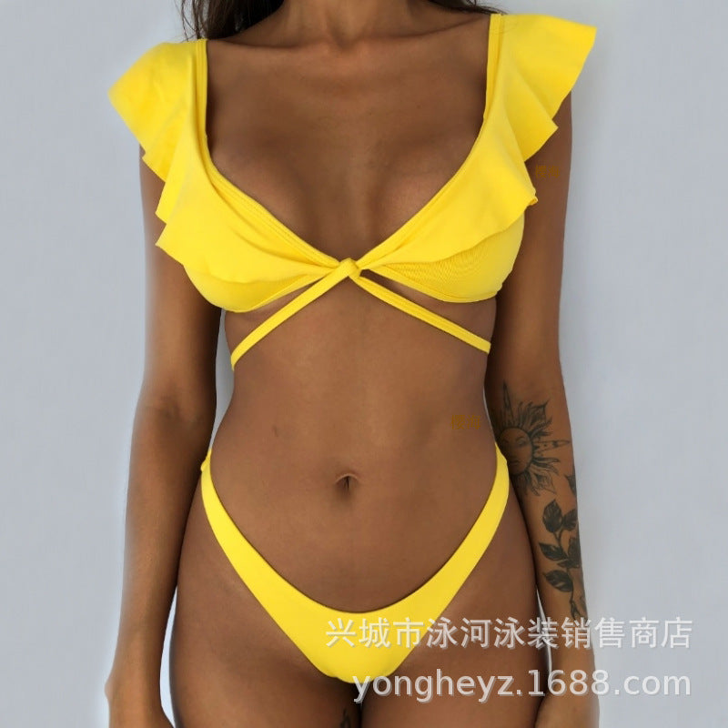 Swimming River Swimsuit 2019 New Ladies Split European And American Sexy Ruffles Thin Bikini Swimwear Bikini
