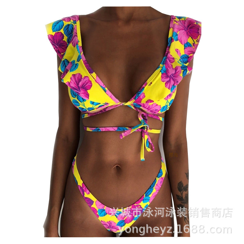 Swimming River Swimsuit 2019 New Ladies Split European And American Sexy Ruffles Thin Bikini Swimwear Bikini