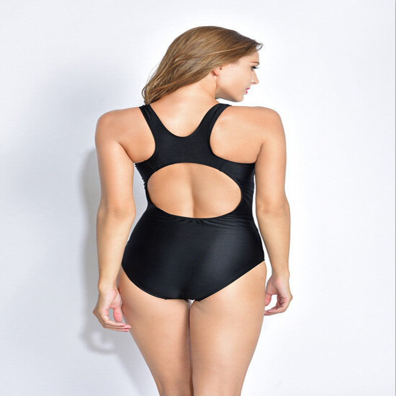 Ladies Conservative Sports One-piece Triangle Swimsuit