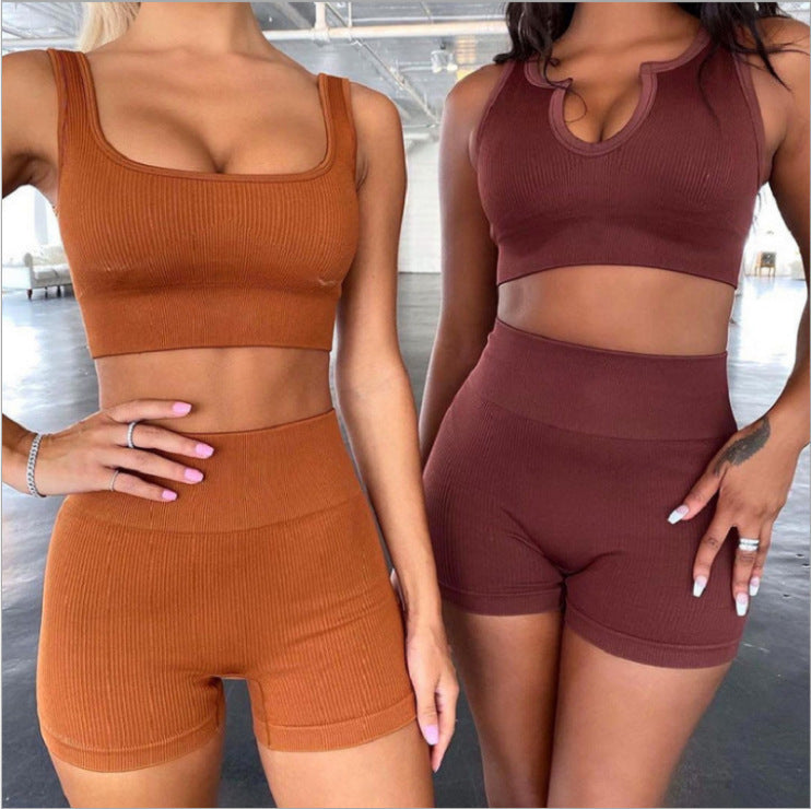Ladies High Waist Seamless Yoga Suit Sports Fitness Suit