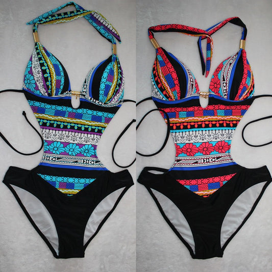 European And American One-piece Two-color Optional Gather To Show Thin Ladies Swimming