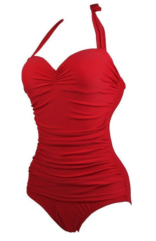 Ladies Beach Swimming Fashion Sexy Solid Color One Piece Swimsuit
