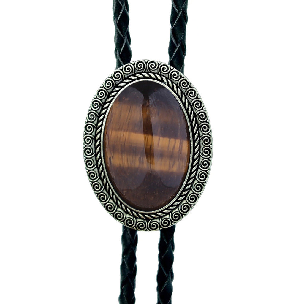 Jade Gem Bolo Tie Polo Neckline Rope Necklace