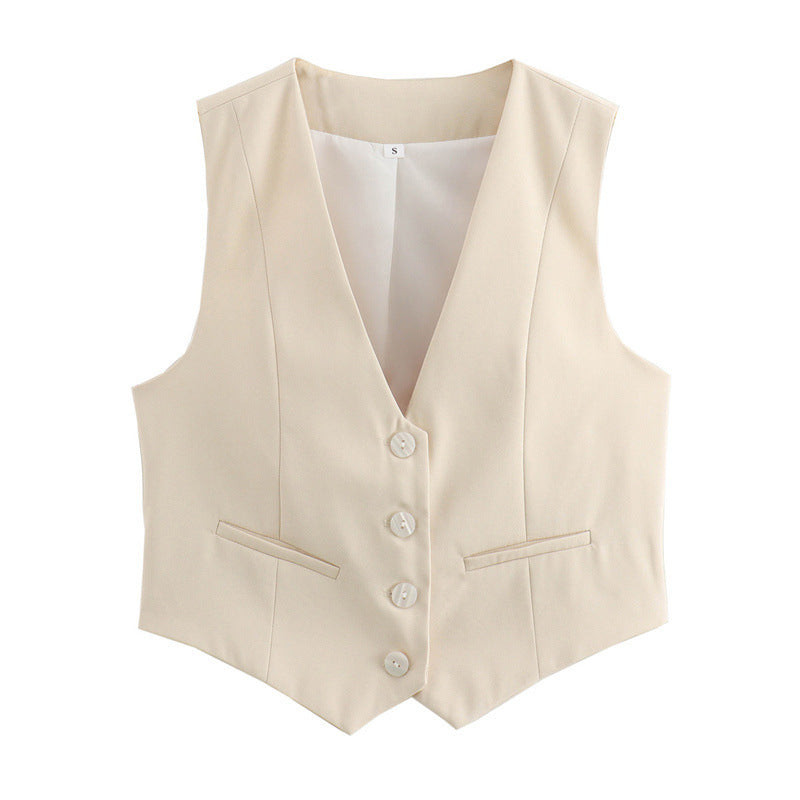 Women's Loose Button Decoration Multi-color Versatile Vest