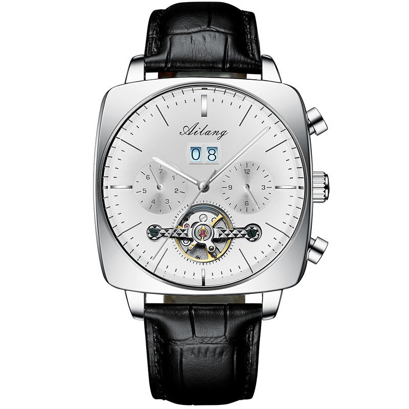 Swiss Airang Square Watch Men&amp;amp;amp;amp;amp;amp;amp;amp;#039;s Hollow Tourbillon Multifunctional Mechanical Watch Luminous Waterproof Automatic Men&amp;amp;amp;amp;amp;amp;amp;amp;#039;s Watch