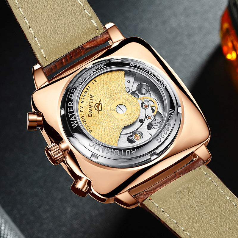 Swiss Airang Square Watch Men&amp;amp;amp;amp;amp;amp;amp;amp;#039;s Hollow Tourbillon Multifunctional Mechanical Watch Luminous Waterproof Automatic Men&amp;amp;amp;amp;amp;amp;amp;amp;#039;s Watch