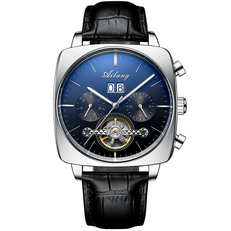 Swiss Airang Square Watch Men&amp;amp;amp;amp;amp;amp;amp;amp;#039;s Hollow Tourbillon Multifunctional Mechanical Watch Luminous Waterproof Automatic Men&amp;amp;amp;amp;amp;amp;amp;amp;#039;s Watch