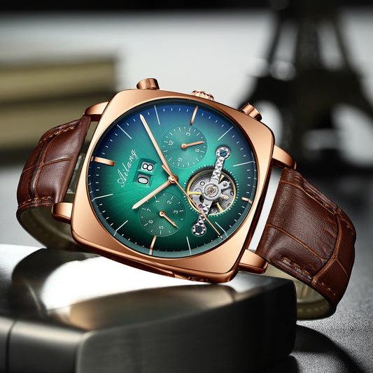 Swiss Airang Square Watch Men&amp;amp;amp;amp;amp;amp;amp;amp;#039;s Hollow Tourbillon Multifunctional Mechanical Watch Luminous Waterproof Automatic Men&amp;amp;amp;amp;amp;amp;amp;amp;#039;s Watch