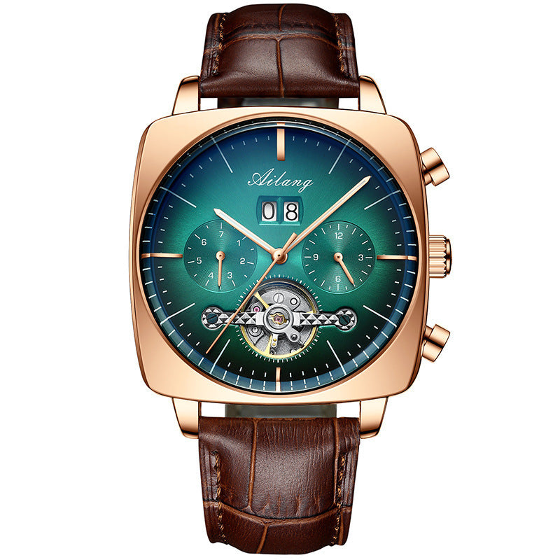 Swiss Airang Square Watch Men&amp;amp;amp;amp;amp;amp;amp;amp;#039;s Hollow Tourbillon Multifunctional Mechanical Watch Luminous Waterproof Automatic Men&amp;amp;amp;amp;amp;amp;amp;amp;#039;s Watch