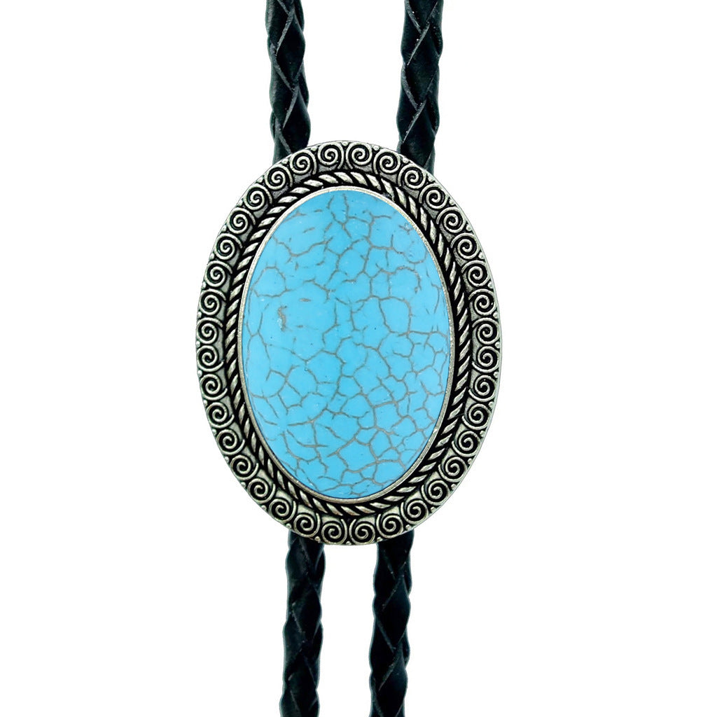 Jade Gem Bolo Tie Polo Neckline Rope Necklace