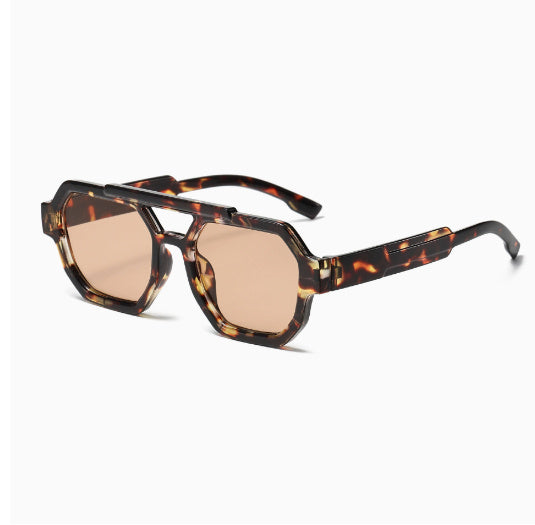 Polygon Double Beam Sunglasses Pilot Sunshade Sunglasses