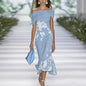 New Flower Elements Elegant Light Shoulder Short Women's Dress