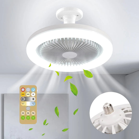 3In1 30w Ceiling Fan With Lighting Lamp E27 Converter Base With Remote Control For Bedroom Living Home Silent