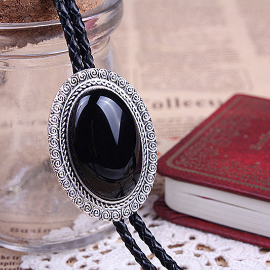 Jade Gem Bolo Tie Polo Neckline Rope Necklace