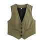 Women's Loose Button Decoration Multi-color Versatile Vest