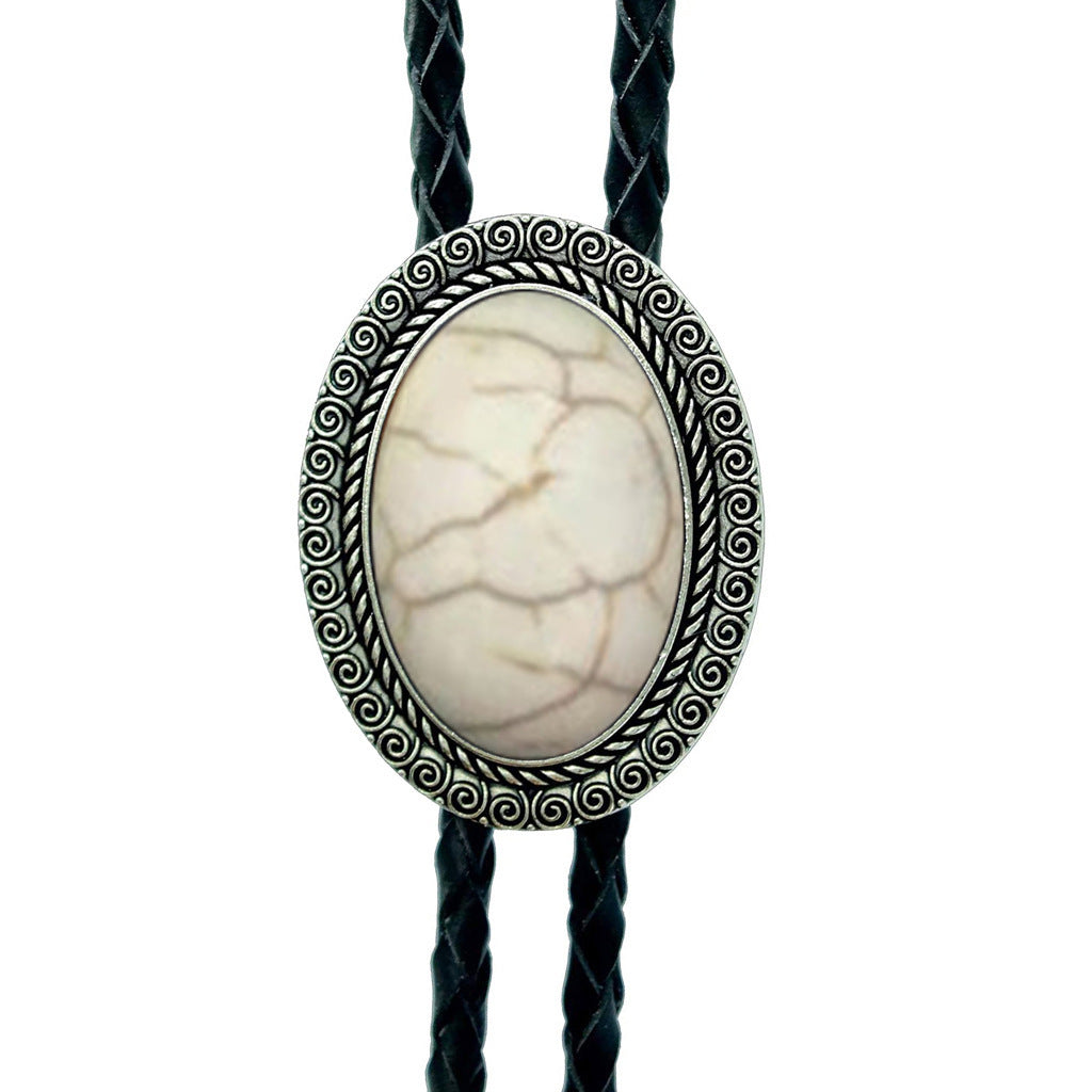 Jade Gem Bolo Tie Polo Neckline Rope Necklace